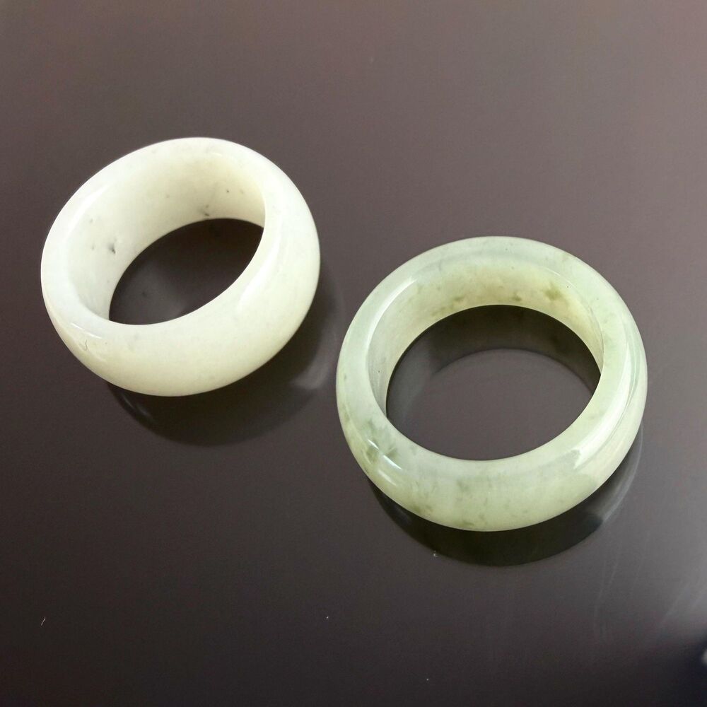 1 Natural icy Jade unique pattern band Ring US 8 Minimalist jewelry green /white - Picture 2 of 10